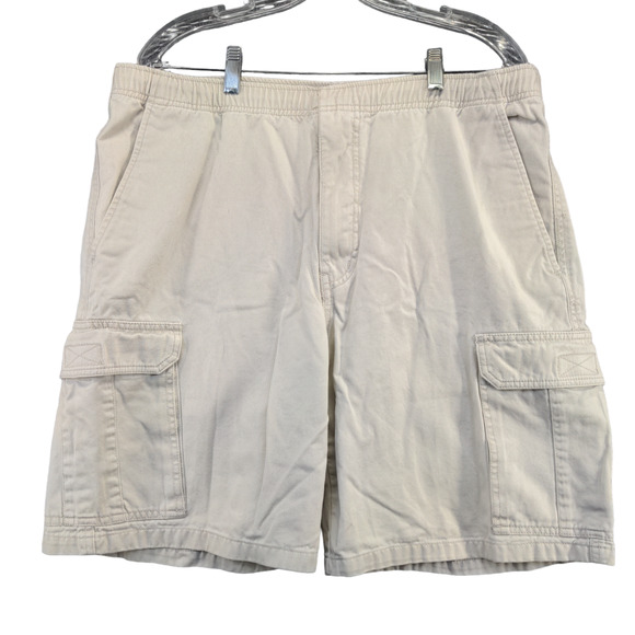 UnionBay Men's Cargo Shorts Cream Size L 100% Cotton Pockets Drawstrings - Picture 1 of 13